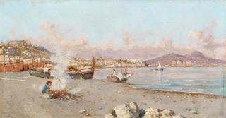 Giuseppe Carelli - The Bay of Naples with a distant view of Vesuvius unframed