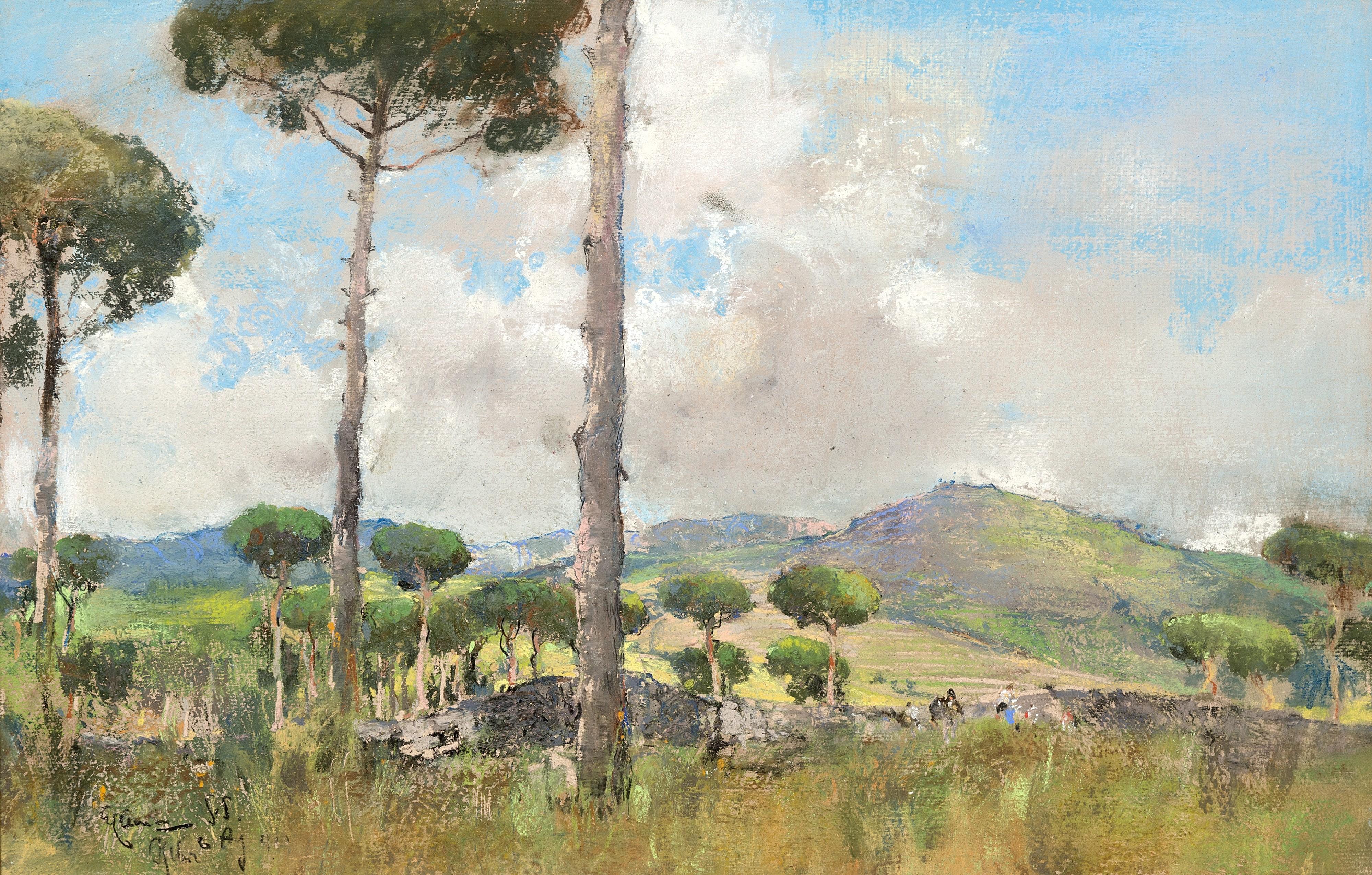 Giuseppe Casciaro - Paesaggio collinare con alberi