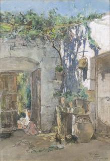 Giuseppe Casciaro - Sulla Porta Del Cortile, 1901