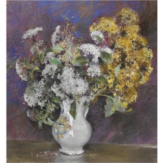 Giuseppe Casciaro - Vaso Di Fiori Bianchi E Gialli