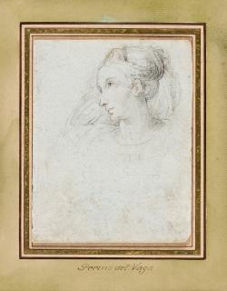 Giuseppe Cesari - Porträtstudie einer jungen Frau, nach links gewendet.