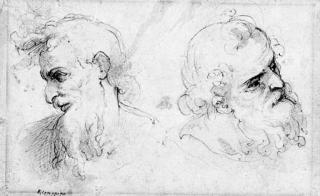 Giuseppe Cesari - Two heads of Apostles (recto); and The head and shoulders of an executioner (verso)