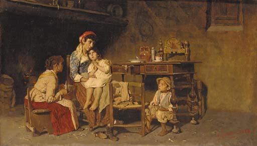 Giuseppe Constantini - An artisan\'s family in an interior