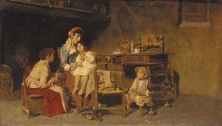 Giuseppe Constantini - An artisan\'s family in an interior