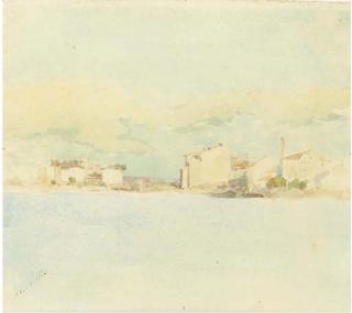 Giuseppe de Nittis - A Seascape With Houses In The Background