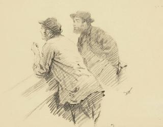 Giuseppe de Nittis - Deux hommes accoudés discutant