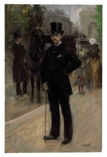Giuseppe De Nittis - Portrait of a Gentleman on a Parisian Boulevard