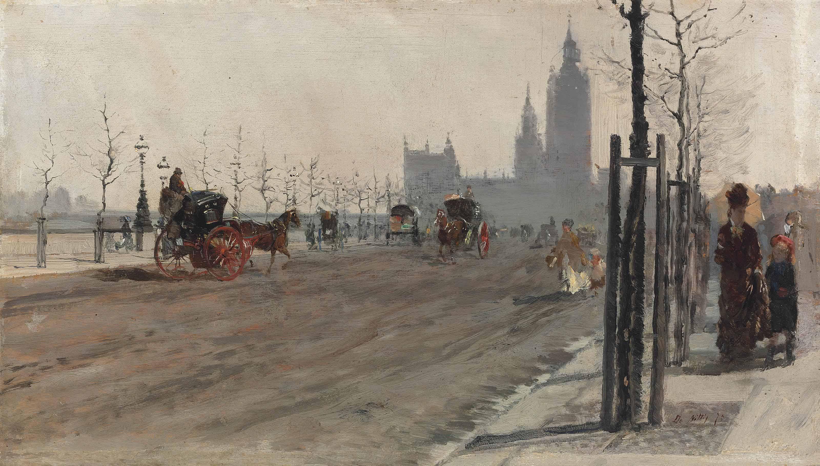 Giuseppe De Nittis - Veduta di Londra (The Victoria Embankment, London)
