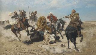 Giuseppe Gabani - Horsemen Attacking A Lion