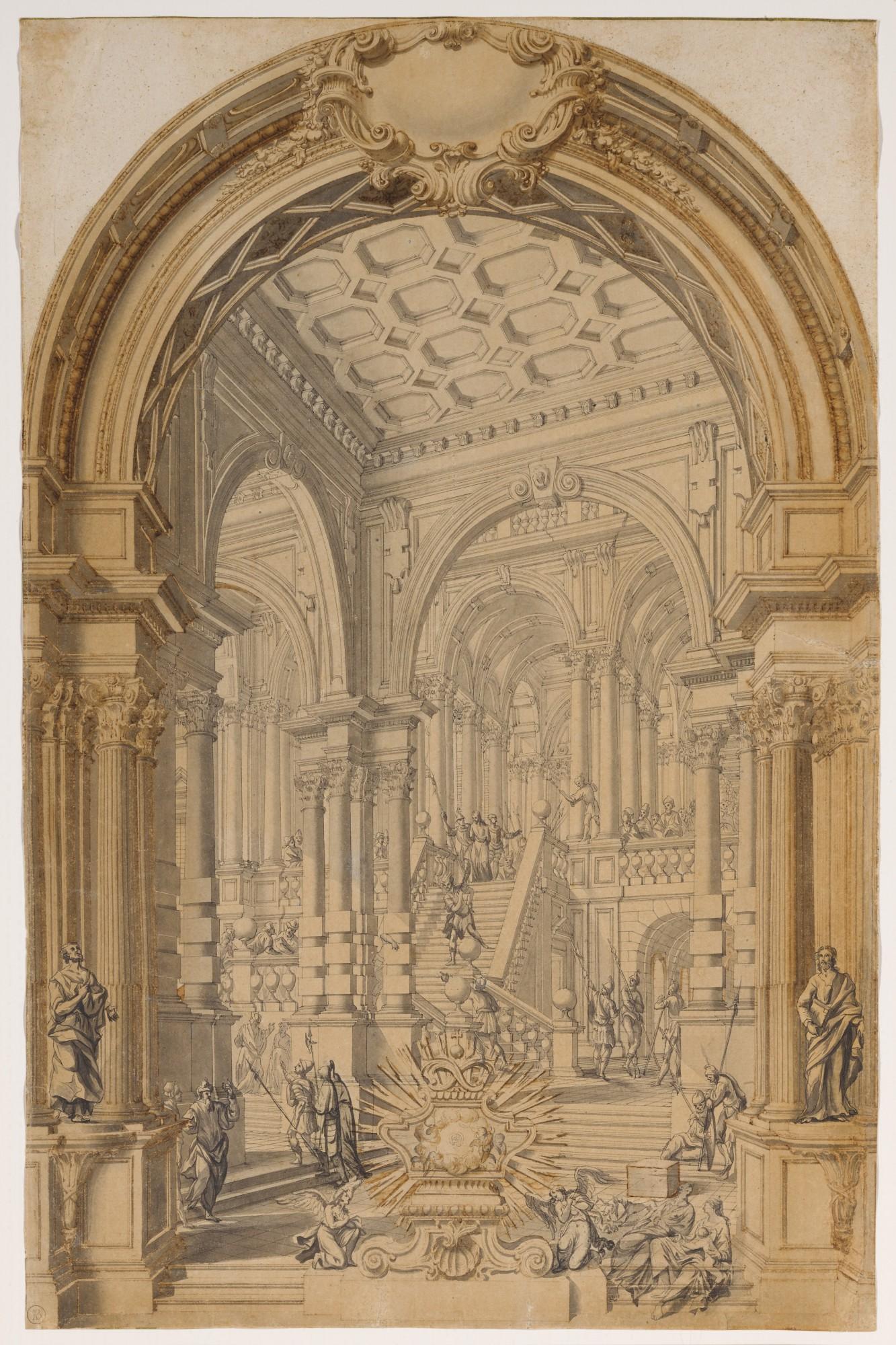Giuseppe Galli Bibiena - Architectural prospect through a wide arch