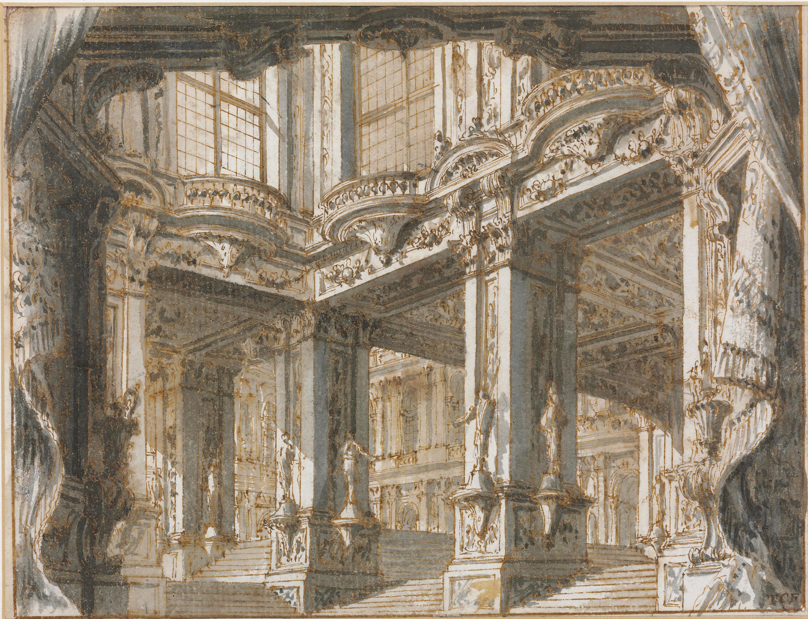 Giuseppe Galli Bibiena - THE COURTYARD OF A PALACE, FOR A THEATRICAL SET