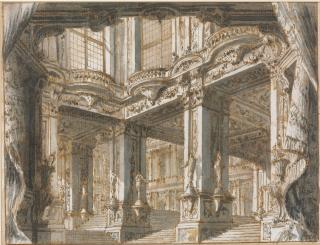 Giuseppe Galli Bibiena - THE COURTYARD OF A PALACE, FOR A THEATRICAL SET