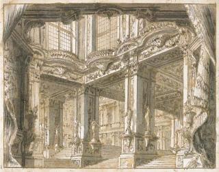 Giuseppe Galli Bibiena - The Courtyard Of A Palace, For A Theatrical Set