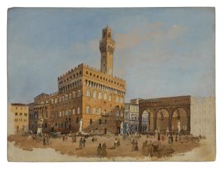 Giuseppe Gherardi - A Sketch Of The Piazza Della Signoria, Florence