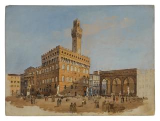 Giuseppe Gherardi - A Sketch Of The Piazza Della Signoria, Florence