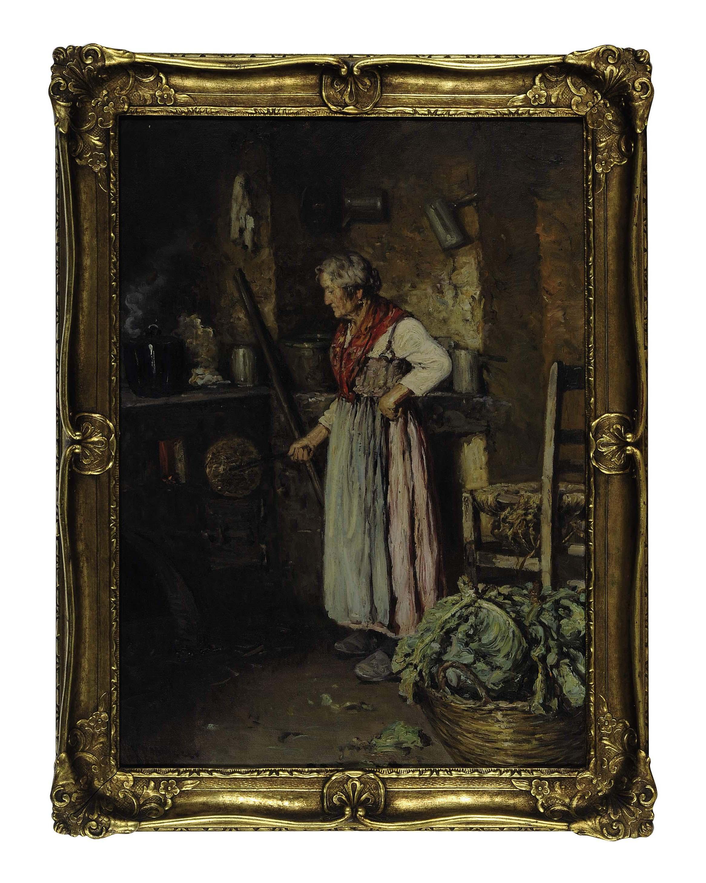 Giuseppe Giardiello - A peasant woman in a kitchen