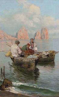 Giuseppe Giardiello - Fishermen Before I Faraglioni, Capri