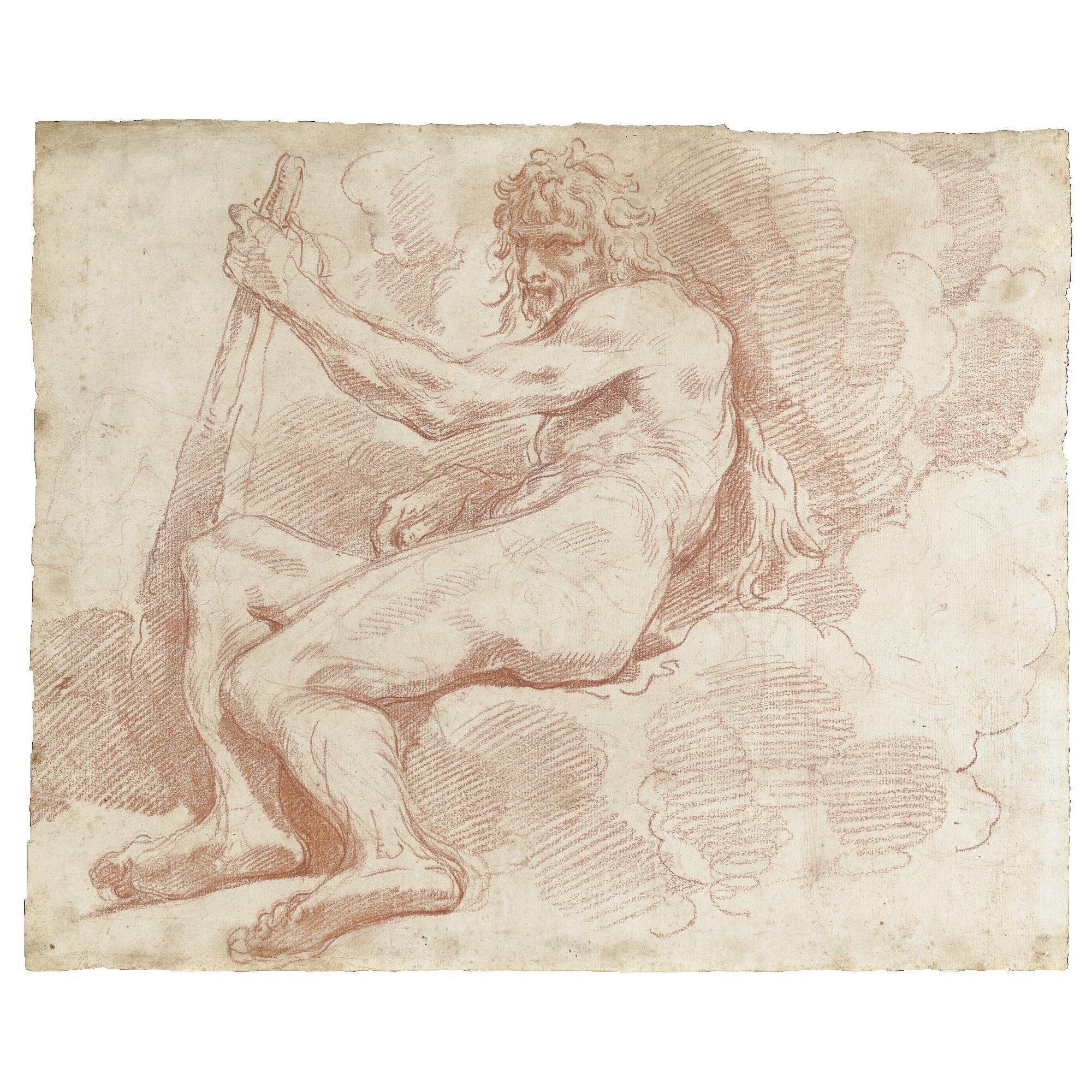 Giuseppe Maria Crespi - Recto: Study Of A Model Posed As A Seated Hercules Verso: Study Of A Male Figure  