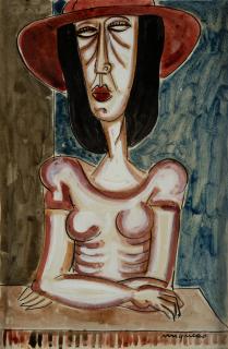 Giuseppe Migneco - Donna con cappello