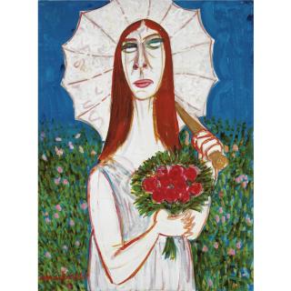 Giuseppe Migneco - Donna Con Mazzo Di Fiori