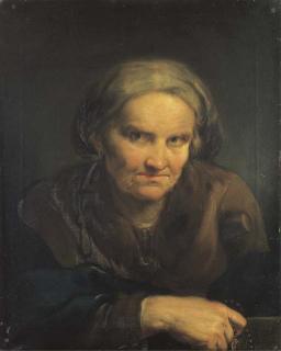 Giuseppe Nogari - Ritratto di contadina, a mezzo busto, con un rosario nella mano destra