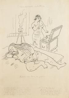 Giuseppe Novello - Uno spiacevole contrattempo - Dalila non trova le forbici