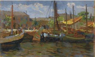 Giuseppe Palanti - Barche al molo