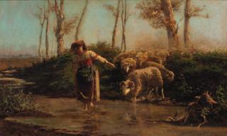 Giuseppe Palizzi - Crossing the river