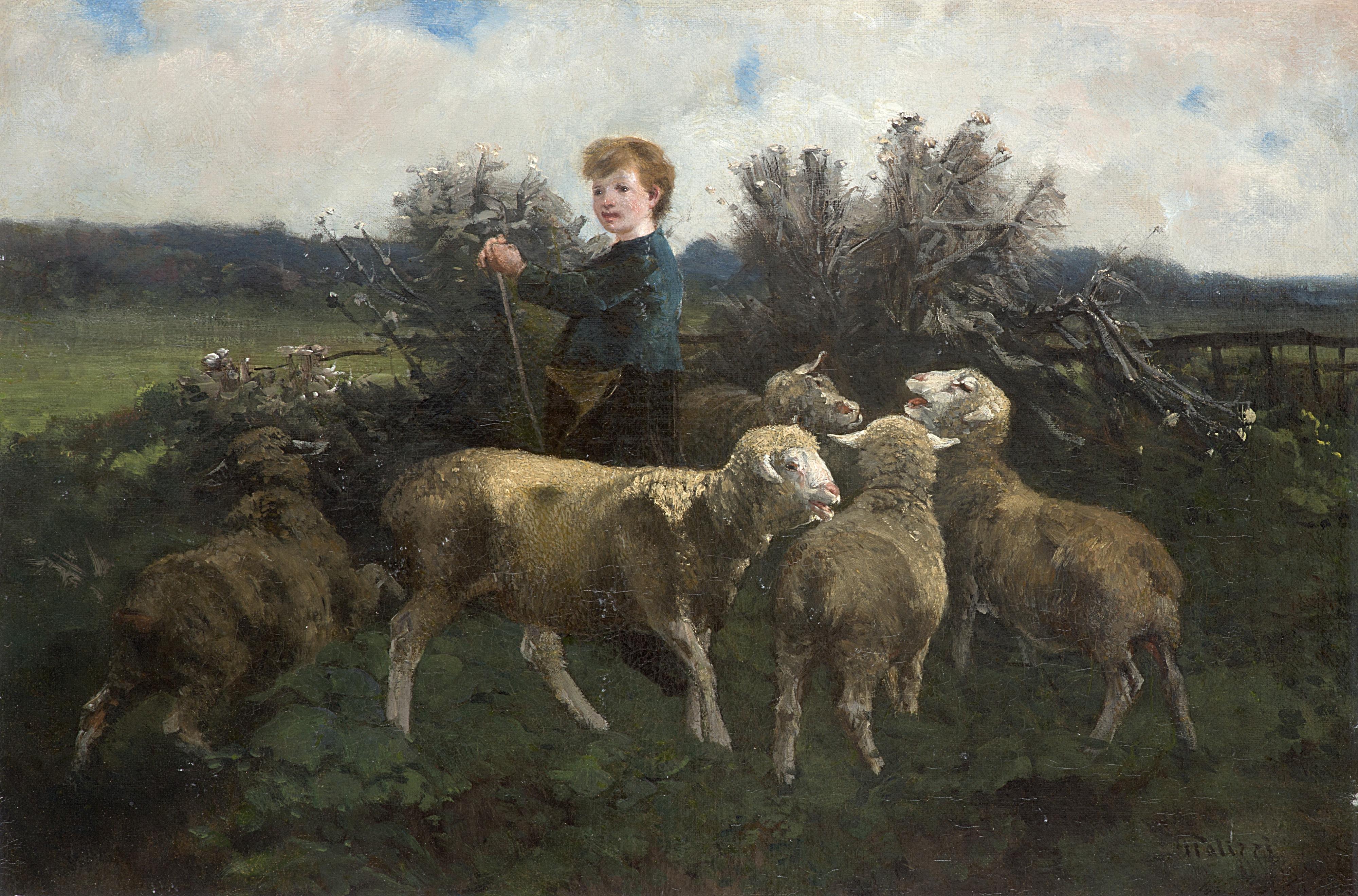 Giuseppe Palizzi - Pastorella con gregge