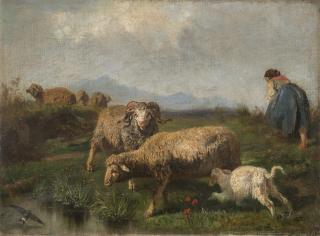 Giuseppe Palizzi - Pastorella con gregge