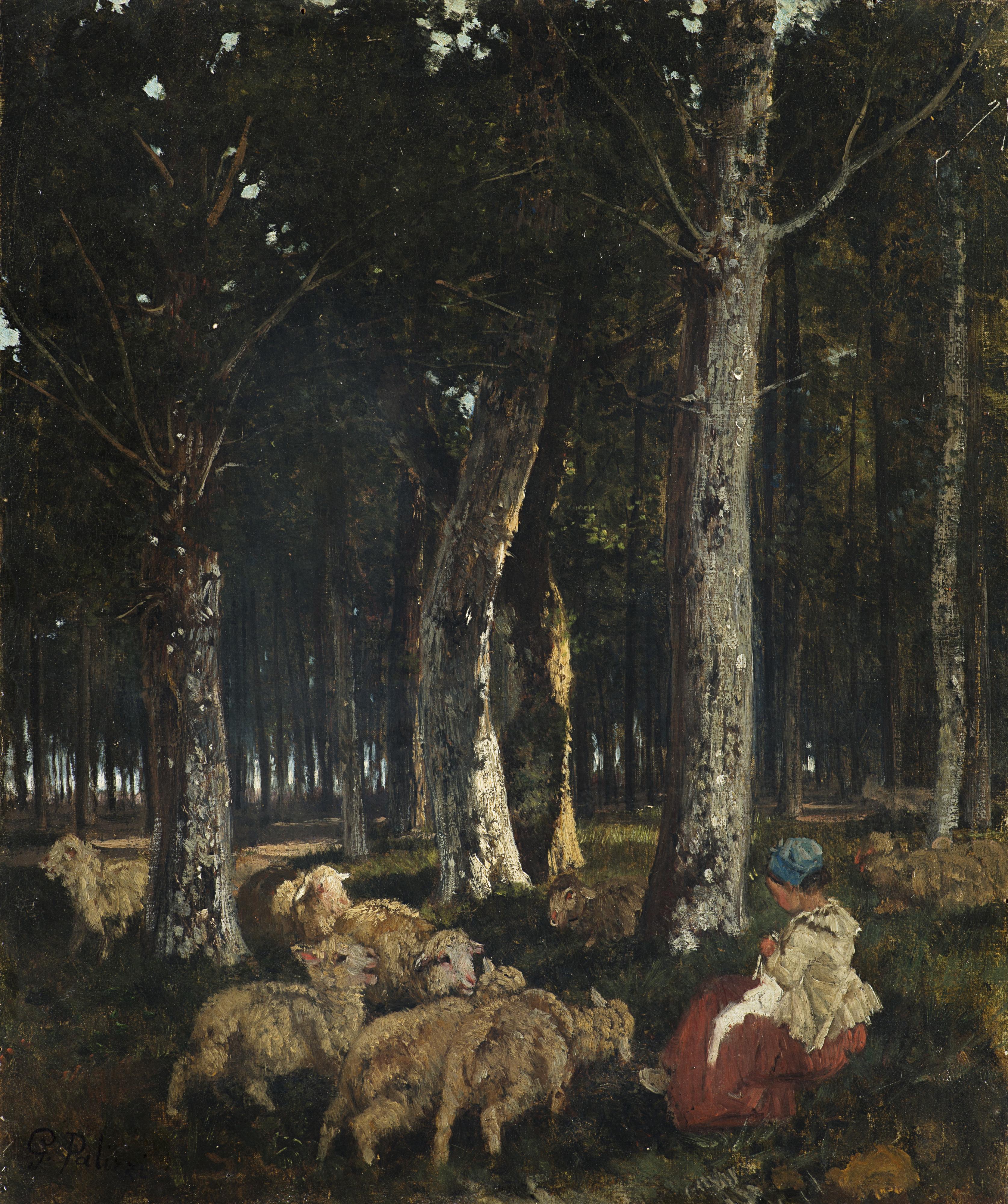 Giuseppe Palizzi - Pastorella seduta nel bosco
