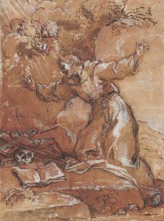 Giuseppe Passeri - Saint Francis adoring the Crucifix