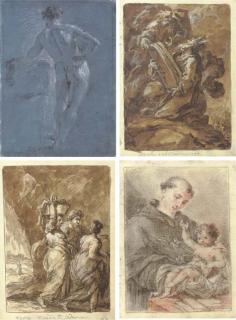 Giuseppe Piattoli - An album of thirty-six pages bound between boards, comprising compositional and academic studies, including scenes from the Old and New Testament and classical mythology