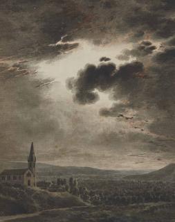Giuseppe Pietro Bagetti - Église dans un paysage nocture de campagne