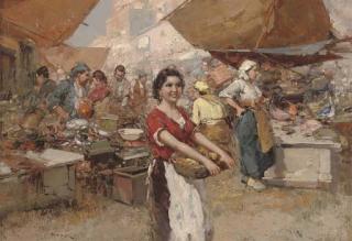 Giuseppe Pitto - A fruit seller on market day