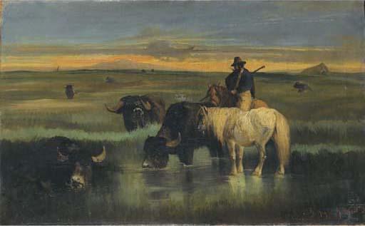 Giuseppe Raggio - Bufali All\'Abbeverata