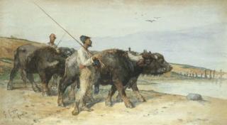 Giuseppe Raggio - Bufali e guardiani, 1873