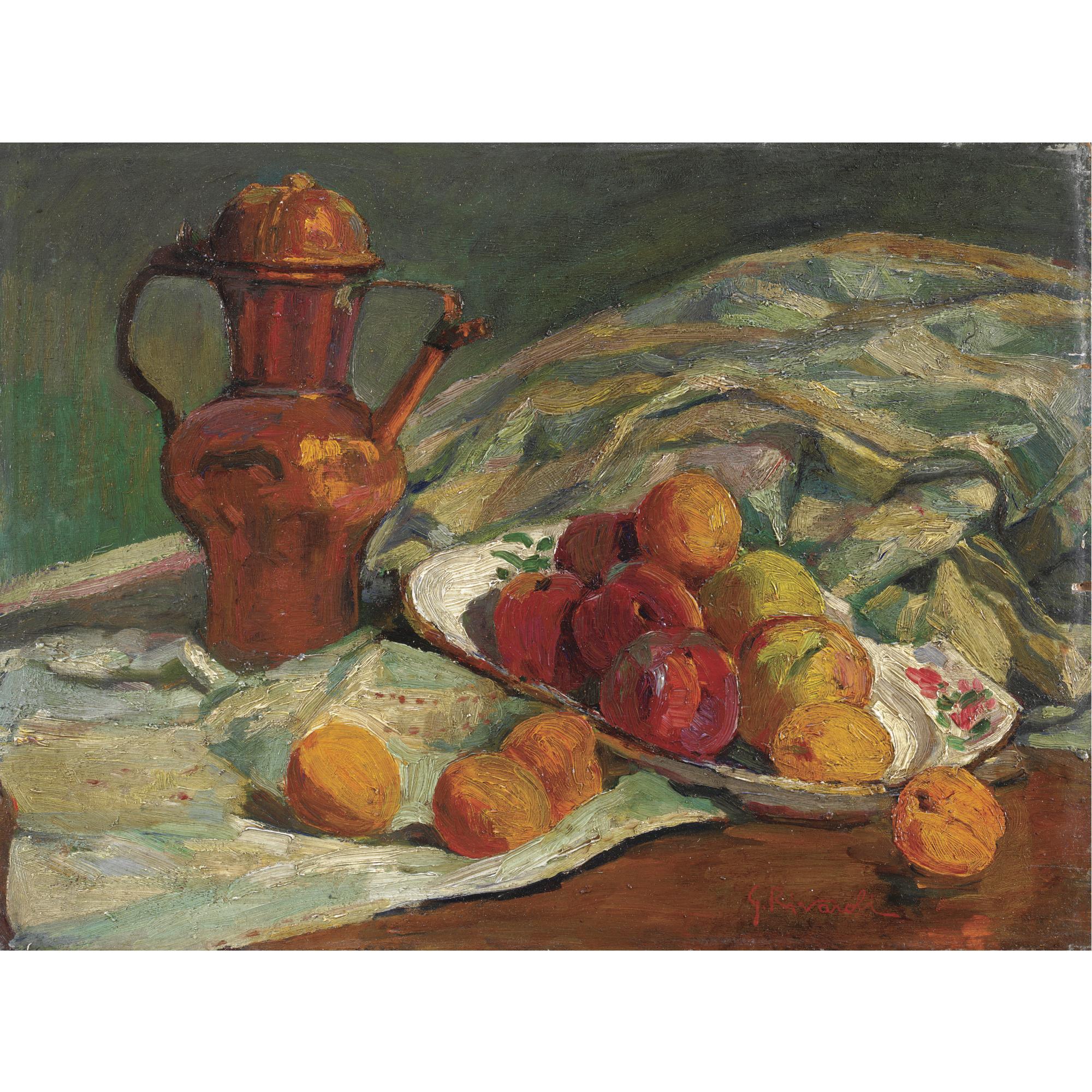 Giuseppe Rivaroli - Natura Morta Con Pesche E Albicocche