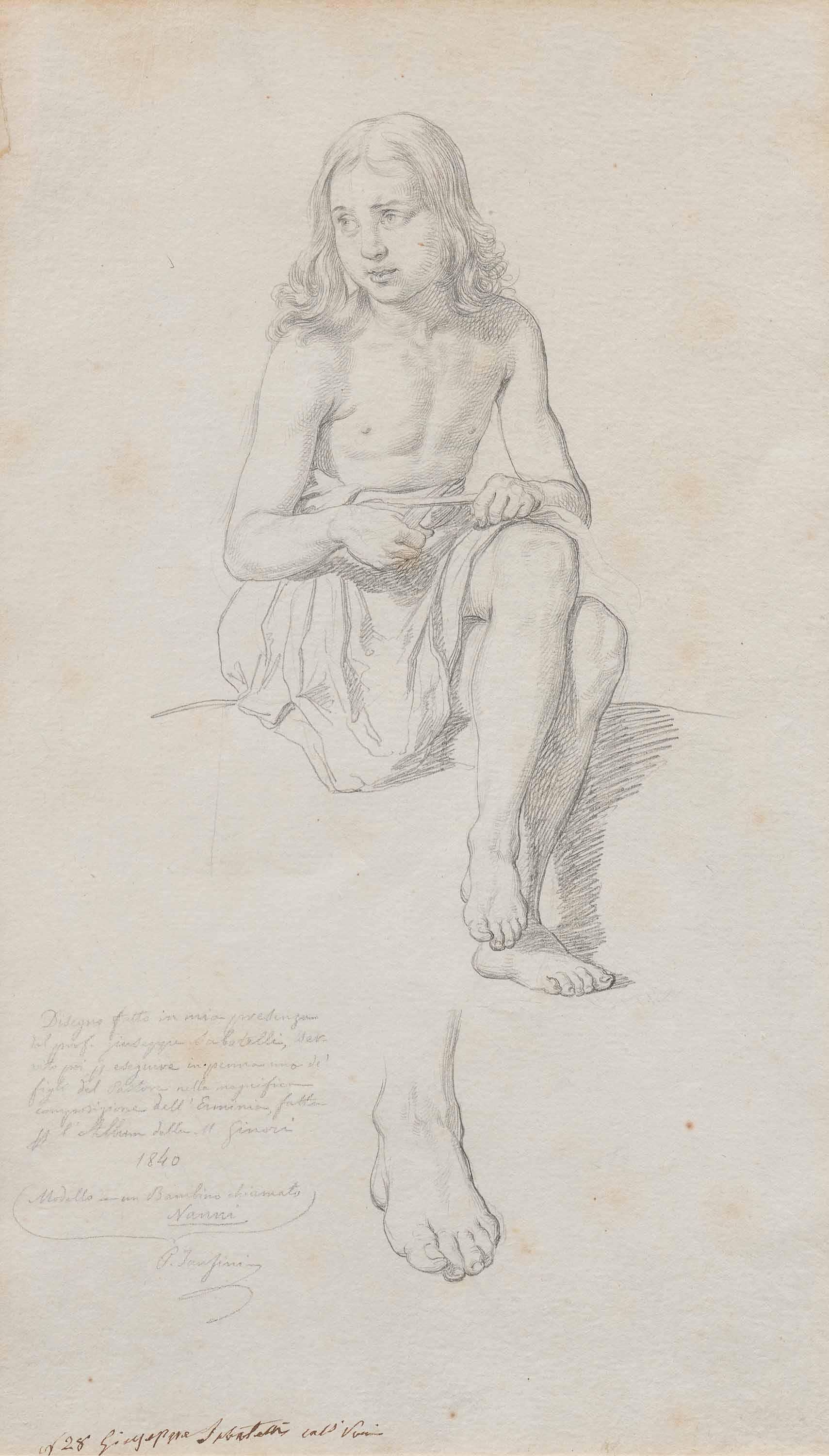Giuseppe Sabatelli - Studie eines sitzenden jungen Mannes.