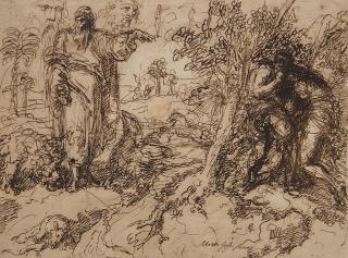 Giuseppe Sabatelli - The expulsion from the Garden of Eden (recto); Study (verso)