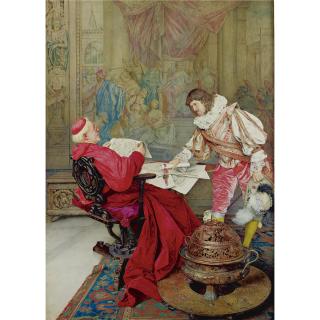 Giuseppe Signorini - A Musketeer Presenting A Petition For The Pope To The Cardinal Secretary Of State