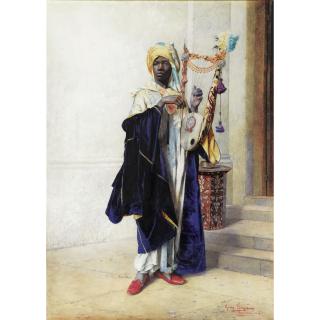 Giuseppe Signorini - Joueur De Citharegiuseppe Signorini ; Musician With Cithar ; Signed, Located And Dated Roma  1918 ; Watercolour