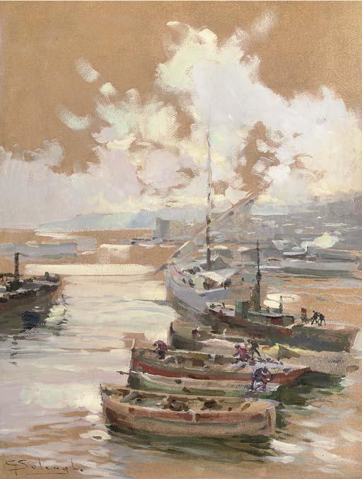 Giuseppe Solenghi - Fishing vessels at their moorings