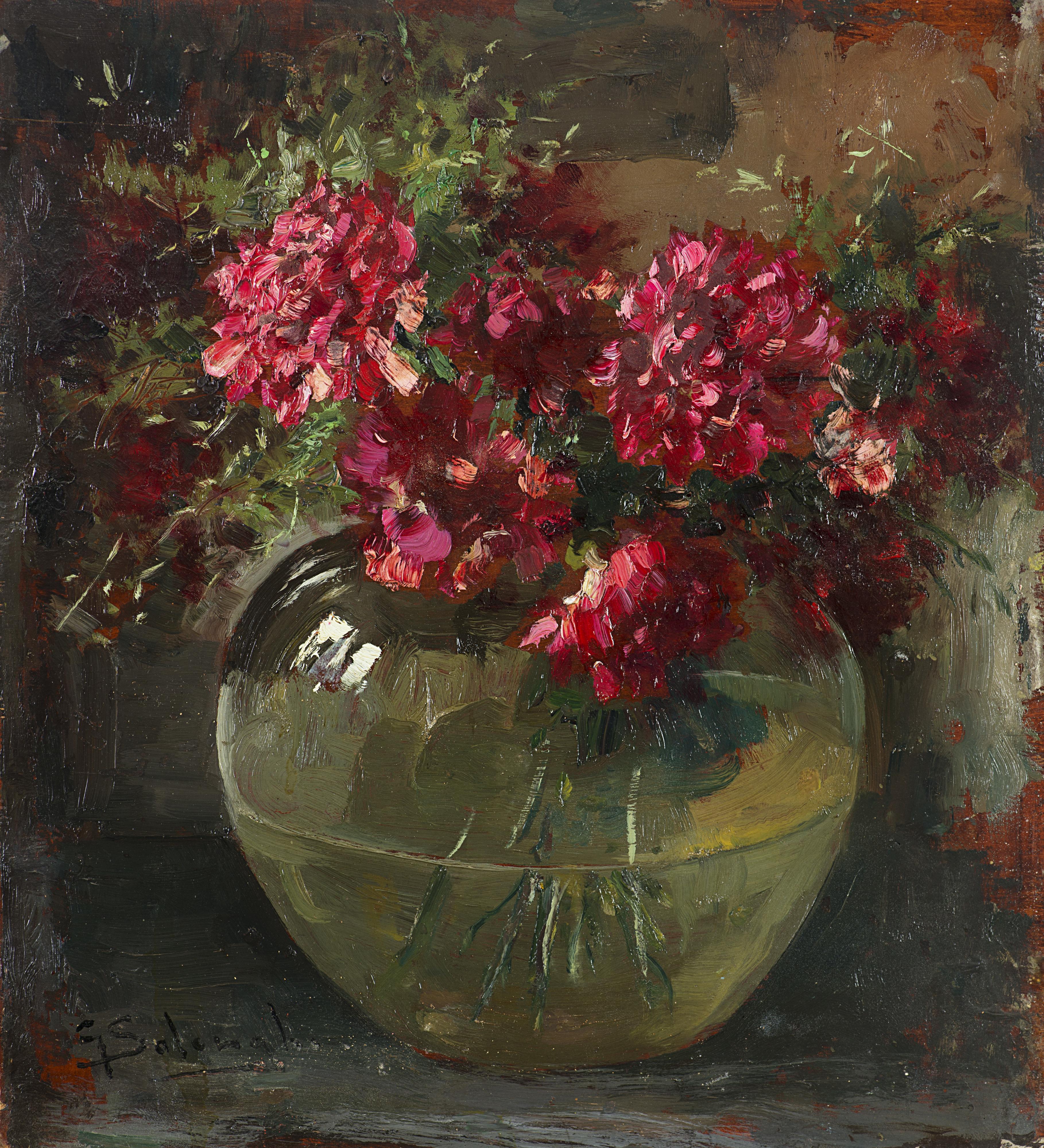 Giuseppe Solenghi - Vaso con fiori rossi