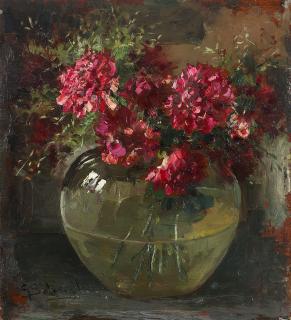 Giuseppe Solenghi - Vaso con fiori rossi