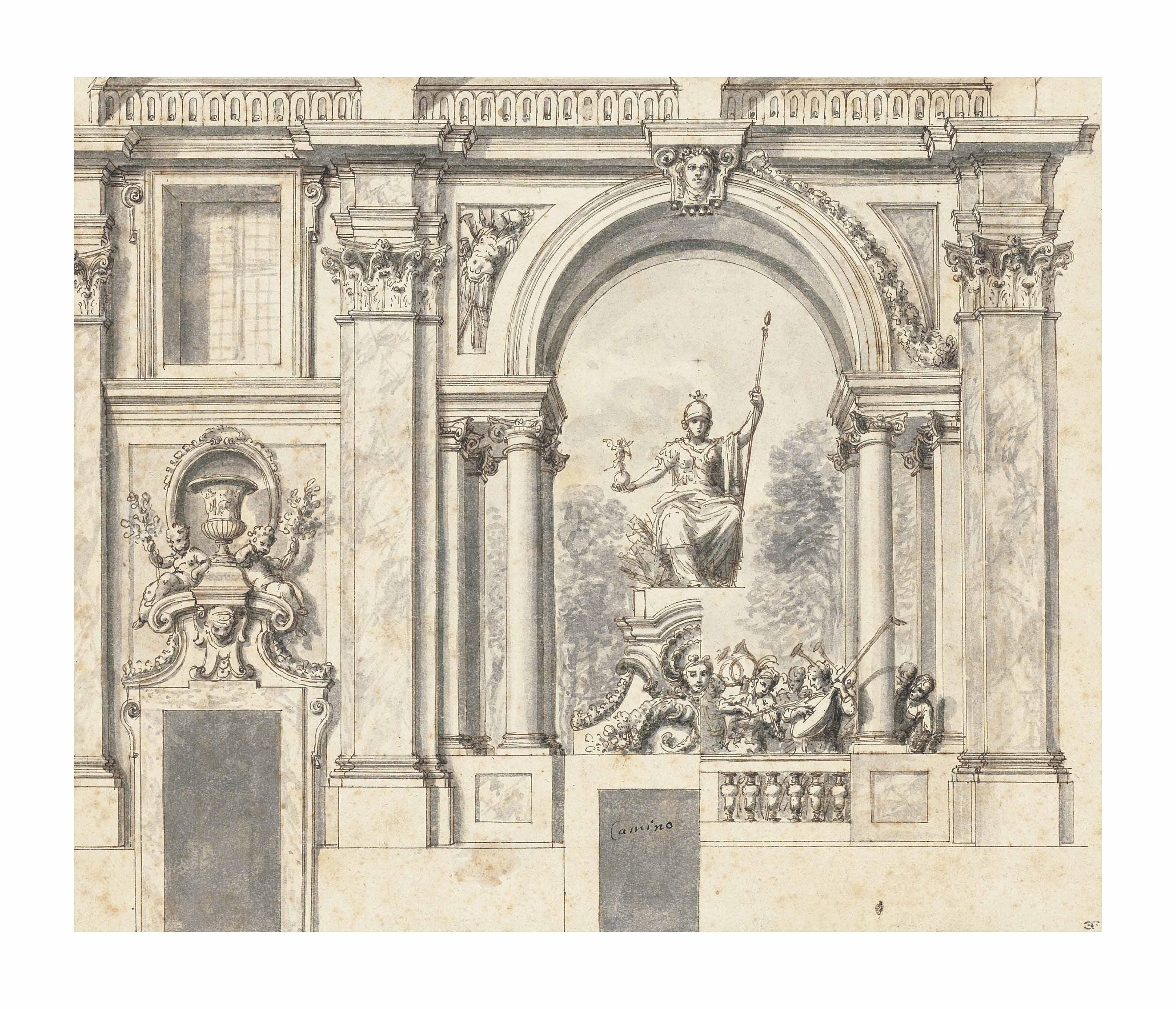 Giuseppe Valeriani - A design for a wall decoration with two alternatives