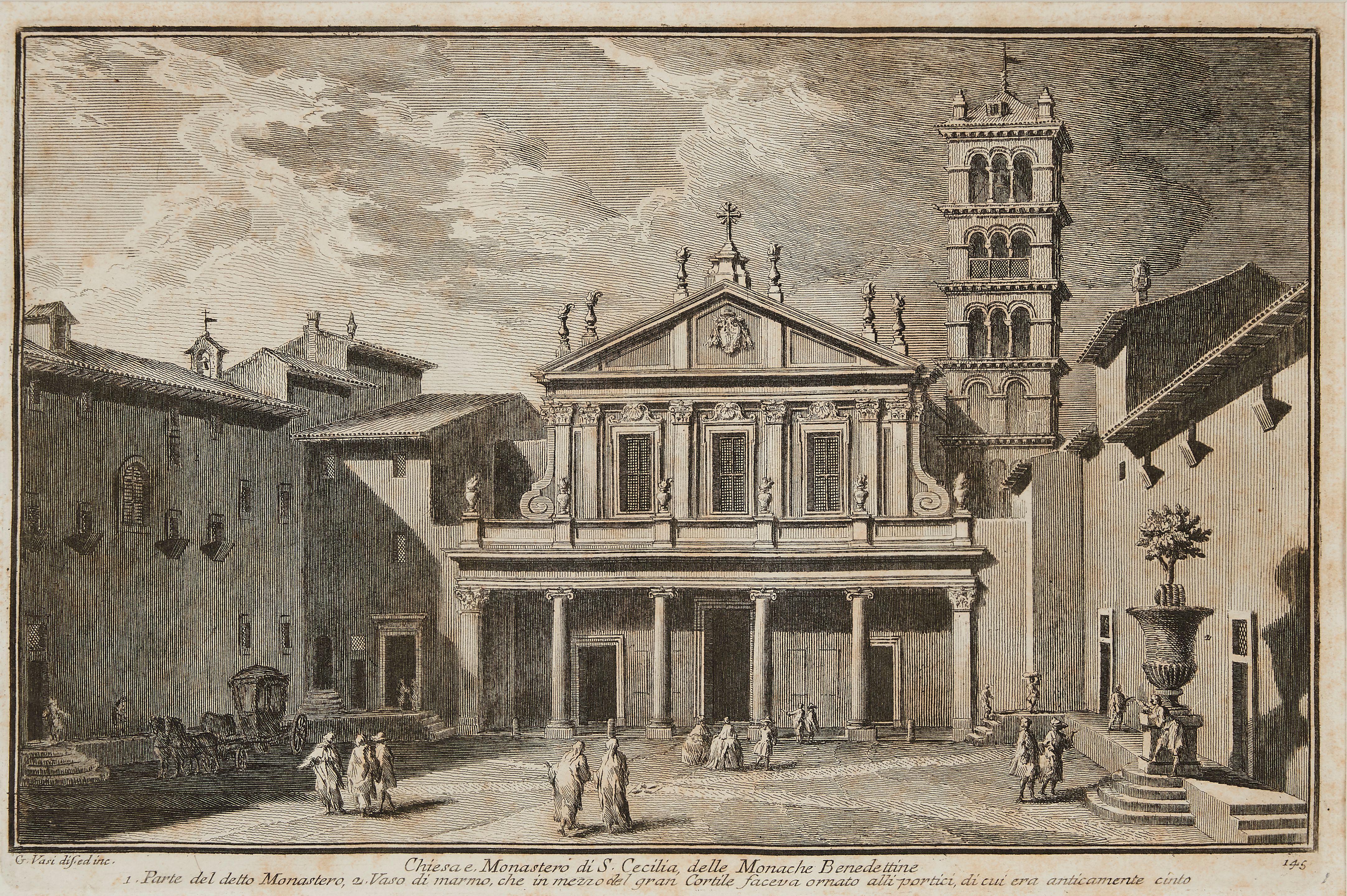 Giuseppe Vasi - Church and Monastery of St Cecilia of the Benedictine Nuns, Rome, Italy, 1758