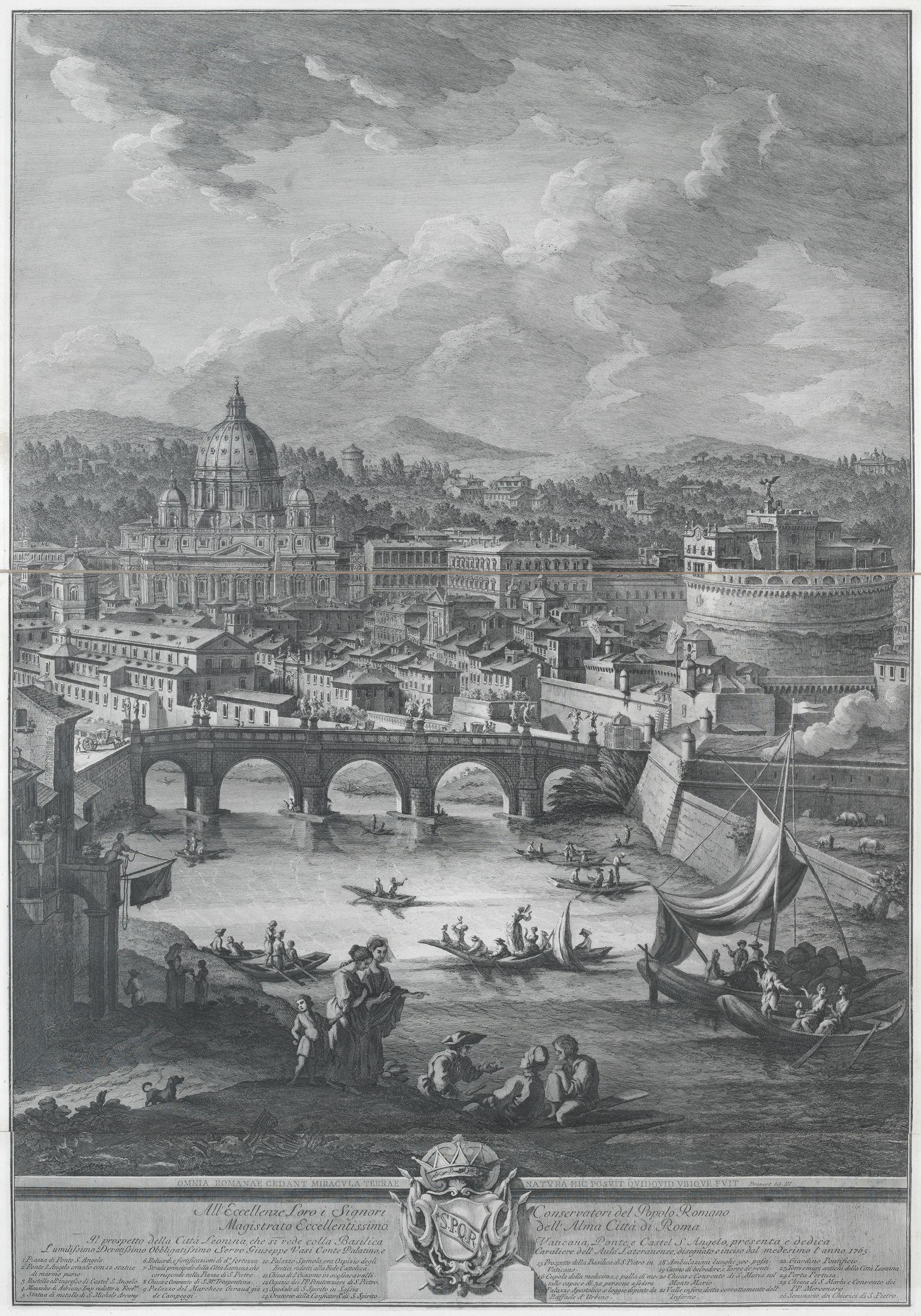 Giuseppe Vasi - Il Prospetto della Città Leonina che si vede colla Basilica Vaticana, Ponte e Castel S.Angelo