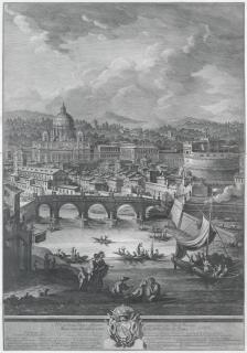 Giuseppe Vasi - Il Prospetto della Città Leonina che si vede colla Basilica Vaticana, Ponte e Castel S.Angelo
