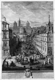 Giuseppe Vasi - La veduta della Basilica di S.Maria Maggiore dalla parte verso le quattro Fontane